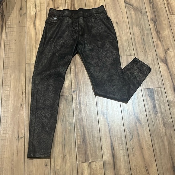 COCO CARMEN Women’s Sz L brown black leopard pull up skinny pants Animal Print - Picture 1 of 10